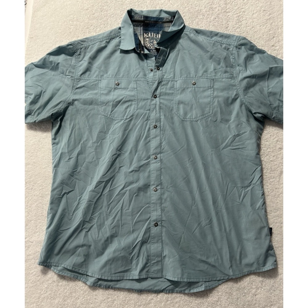 Kuhl Mountain Grown Men's Light Blue XL Polyester Snap  Short Sleeve Shirt (HU)